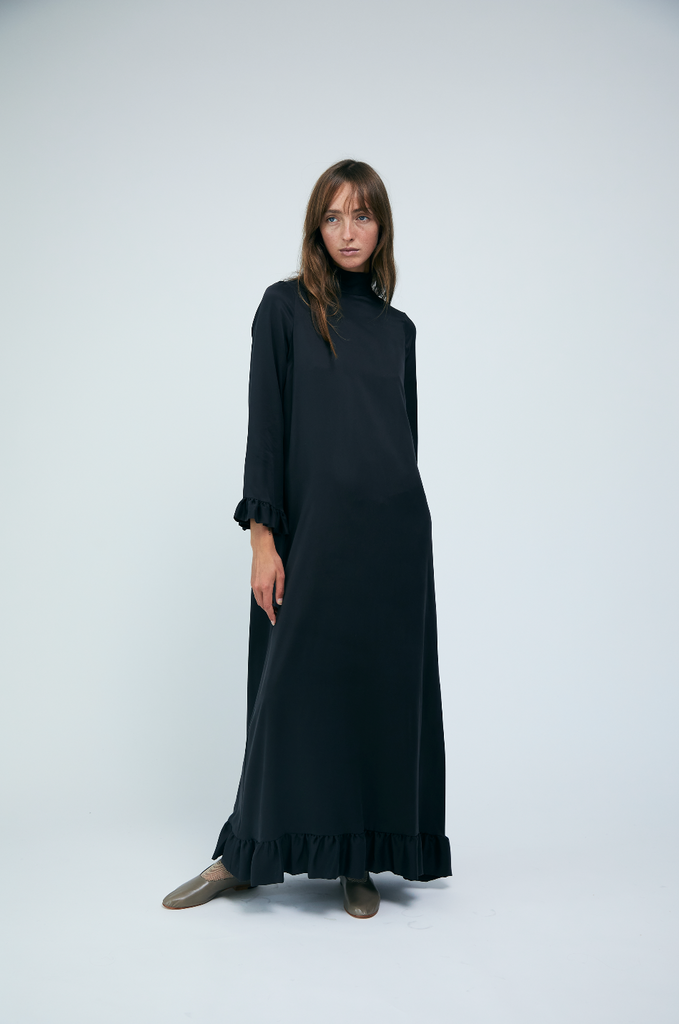 Reuben Dress in Black Silk