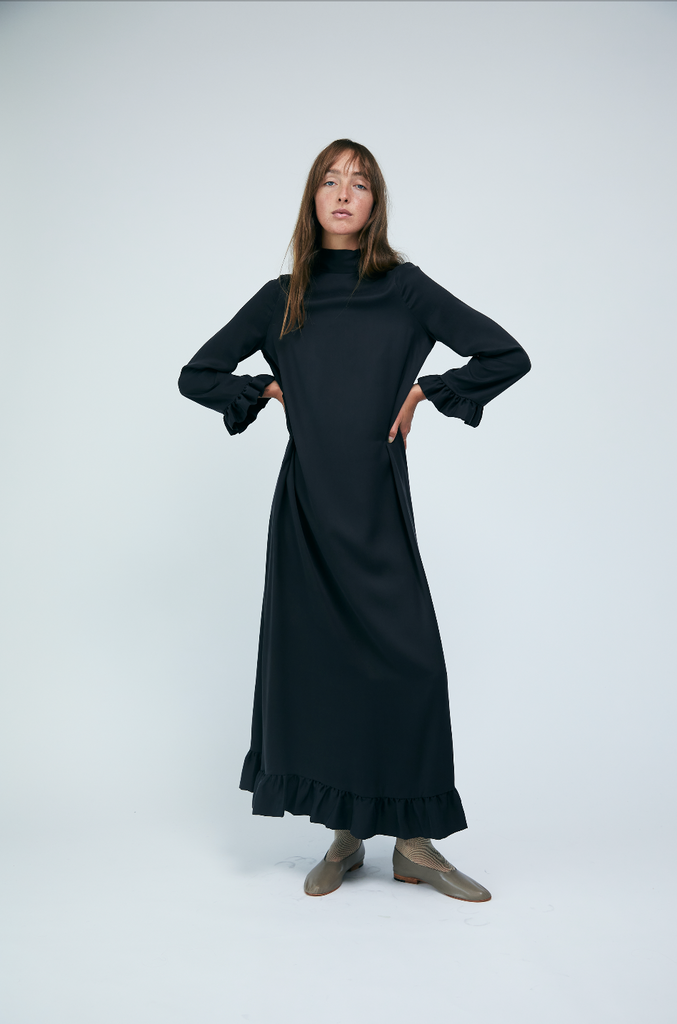 Reuben Dress in Black Silk
